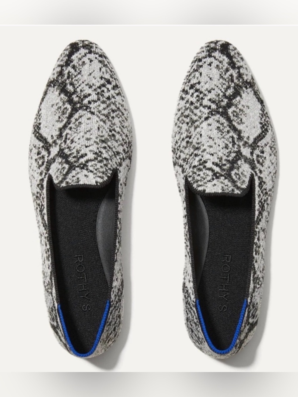 Rothy's The Almond Loafer Black & White Python Size 9